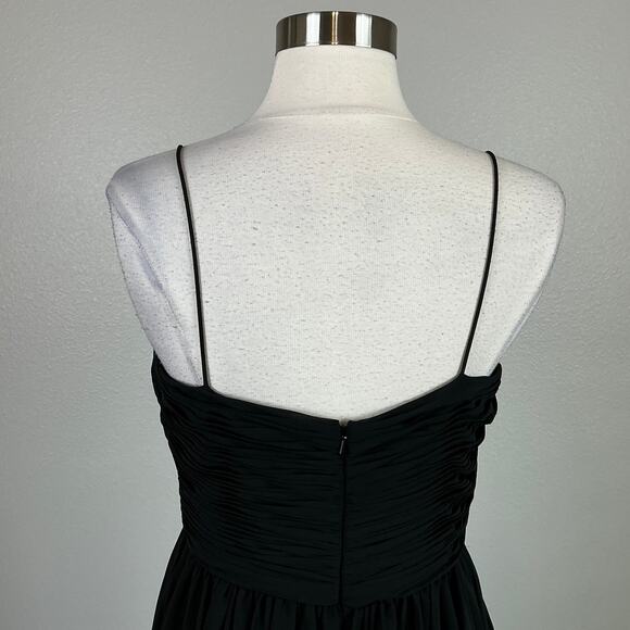 Mac Duggal Black Chiffon Cocktail Dress Size 6 Sleeveless V-Neck Midi A-Line - Picture 8 of 13